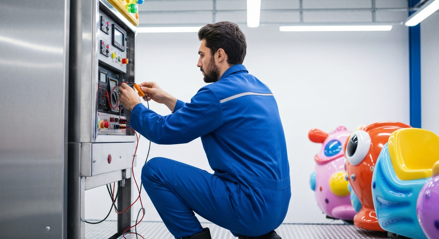 Dépannage et diagnostic des pannes électroniques sur un kiddie ride coin-operated, maintenance technique et réparation du système de contrôle