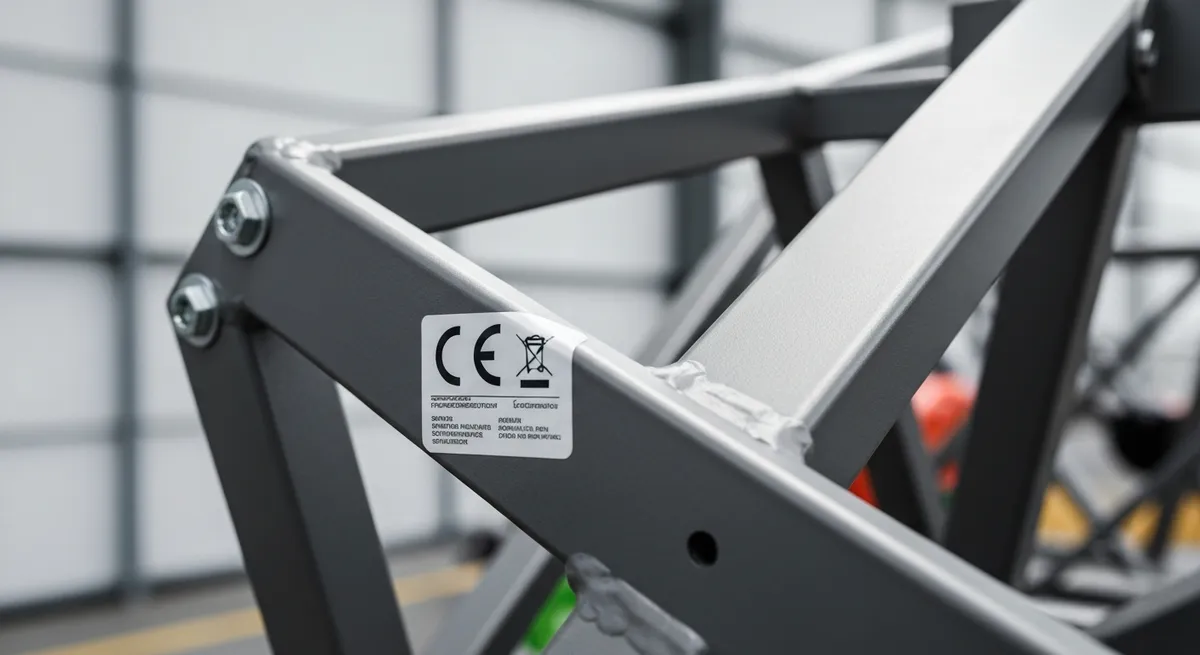 Marquage CE sur la structure d'un manège enfant conforme à la norme NF EN 13814 pour kiddie rides