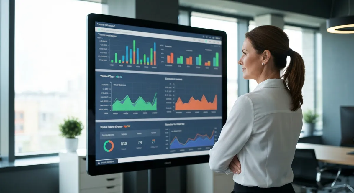 Responsable de galerie analysant les KPIs et indicateurs de performance d'un espace attraction enfant en centre commercial