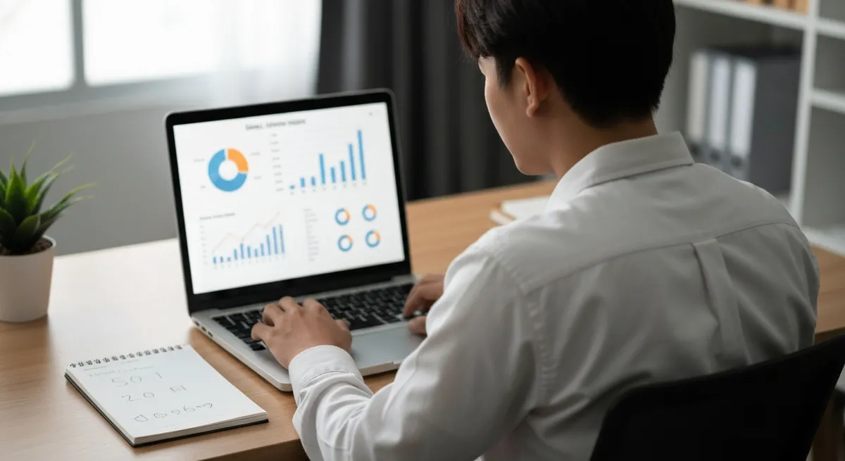 Entrepreneur estimant la rentabilité d'un emplacement manège à pièces rentable avec des calculs de chiffre d'affaires