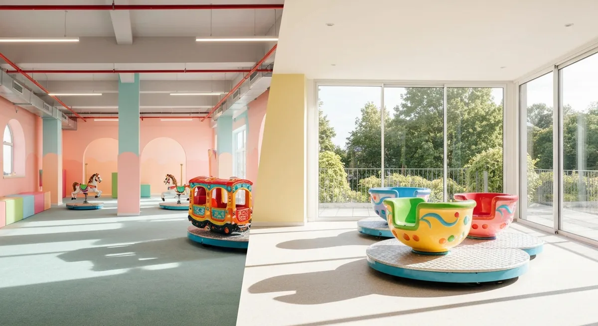 Comparaison installation indoor et outdoor d'un manège à pièces rentable pour choisir le meilleur environnement